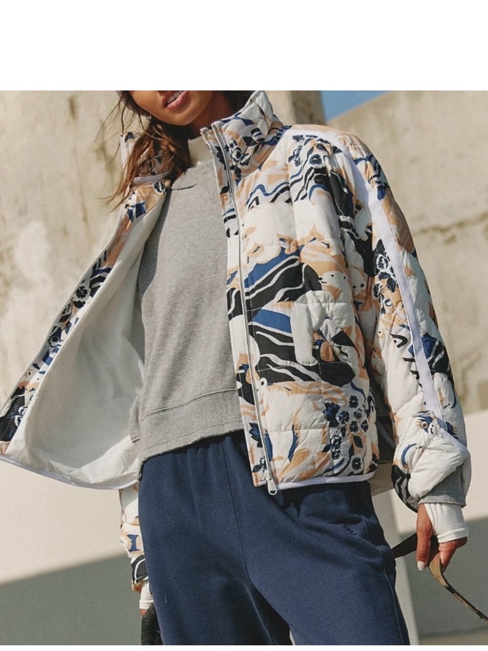 Free People Pippa Printed Puffer Polar Bear Jacket